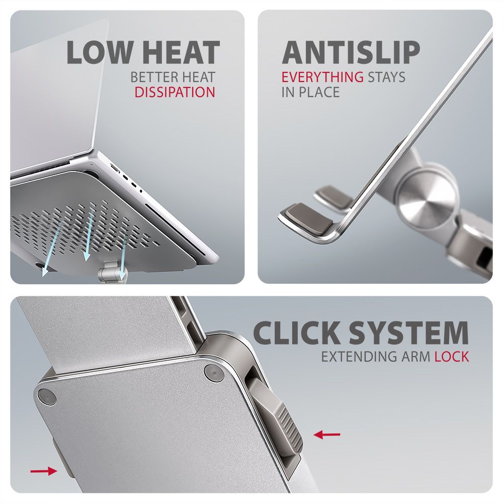 AXAGON STND-LR Stand with 360° Rotation for Laptops and Tablets Silver