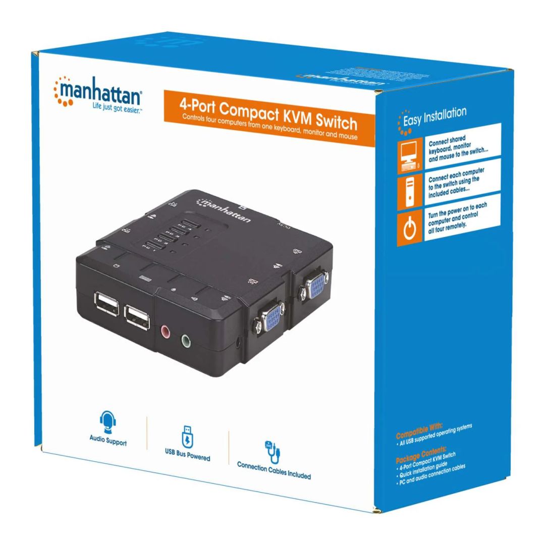 Manhattan 4-Port Compact KVM Switch Black