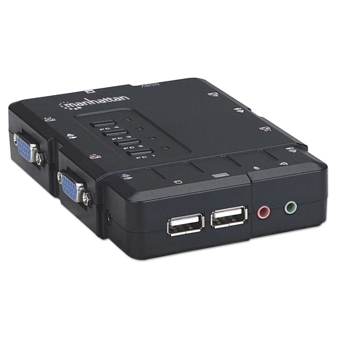 Manhattan 4-Port Compact KVM Switch Black