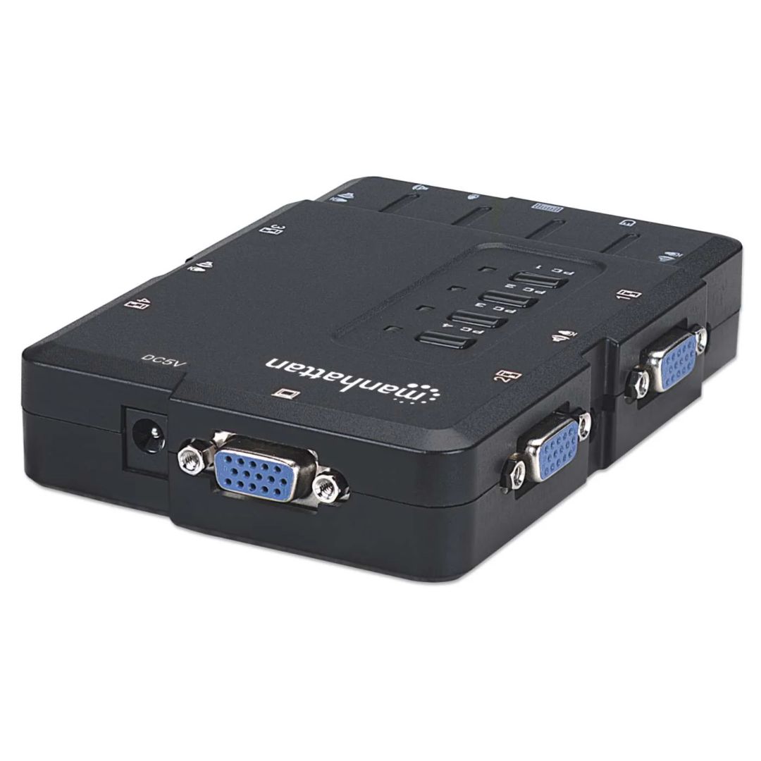 Manhattan 4-Port Compact KVM Switch Black