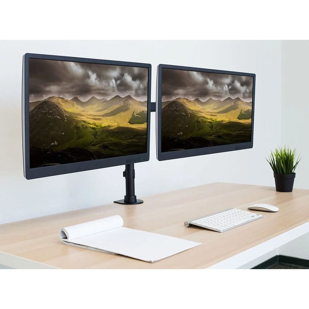 TECHLY  ICA-LCD 382-D Desk Stand for 2 Monitors 13"-27" Side by Side with Clamp