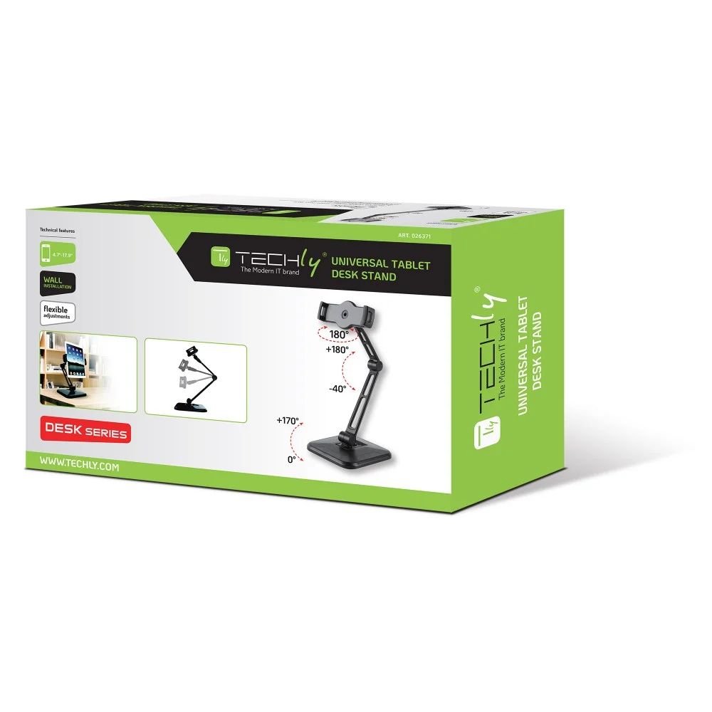 TECHLY  ICA-TBL 2801 Desk and Wall Extensible Support for Tablet and iPad 4,7"-12,9" Black
