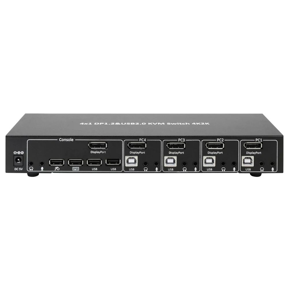 TECHLY  IDATA DP-KVM4 4-Port DisplayPort 1.2 KVM Switch with Hub and audio