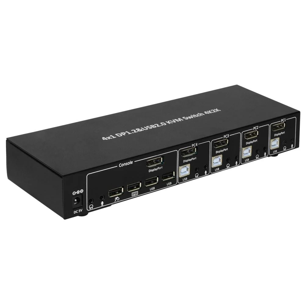 TECHLY  IDATA DP-KVM4 4-Port DisplayPort 1.2 KVM Switch with Hub and audio