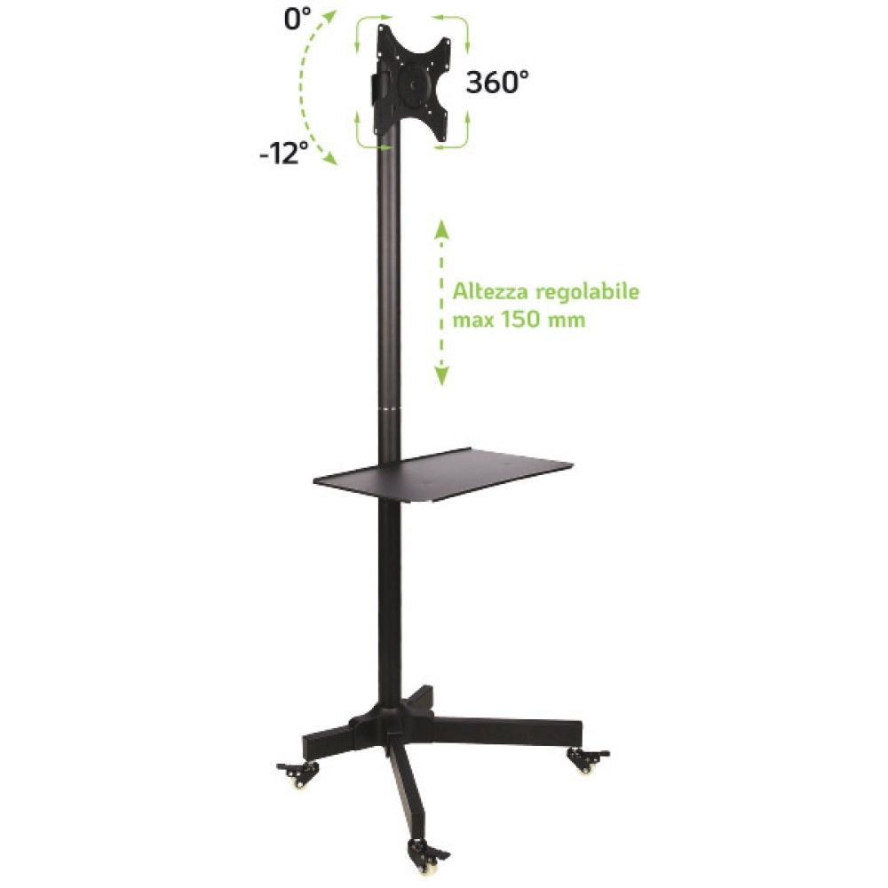TECHLY  Trolley Floor Stand LCD/LED/Plasma TV Stand 19"-37" Black