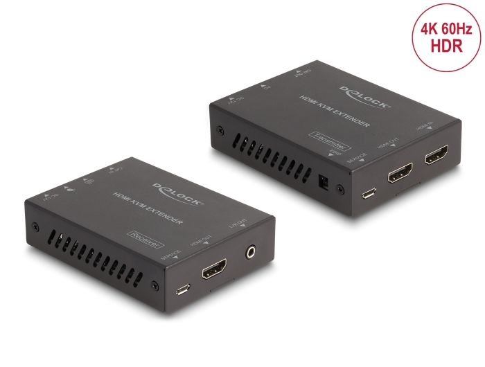 DeLock HDMI KVM Extender Set over Cat.6 Cable 4K 60 Hz 70m Black