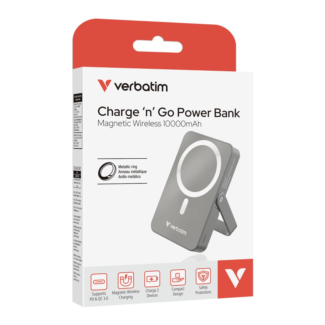 Verbatim Charge "n" Go PowerBank with Stand 10000mAh PowerBank Grey