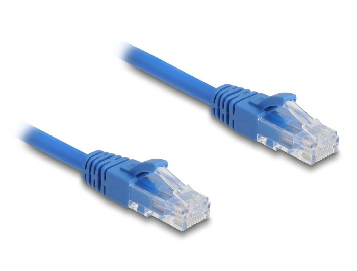DeLock RJ45 Coiled Cable plug to plug Cat.6 UTP 1.3 m to 3,3m Blue