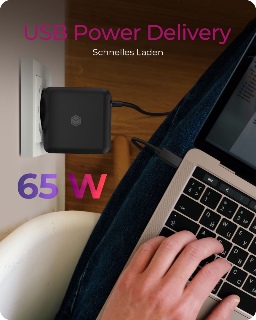 Raidsonic IcyBox IB-PS101-PD Universal Notebook Power 65W cable 1,5m Black