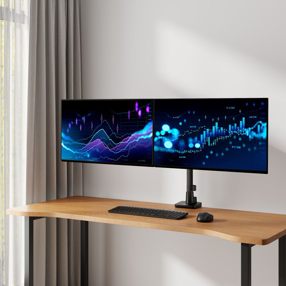 ACT AC8343 Dual Monitor Arm Office Premium with Gas Spring Pole Mounted