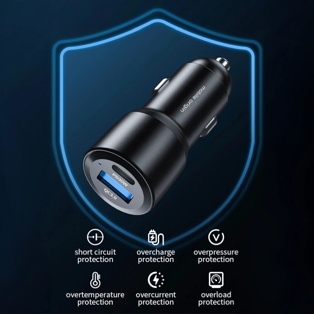 Mobile Origin Car Charger 60W USB-C and USB-A