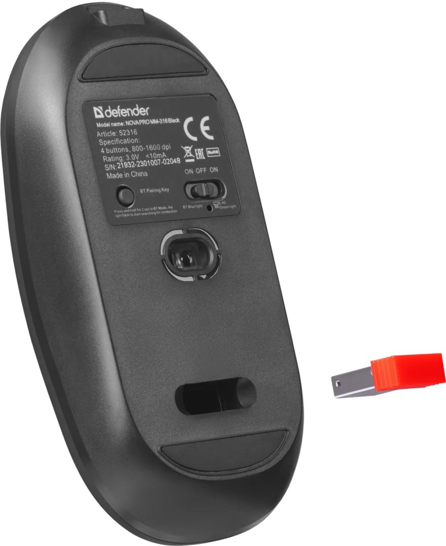 Defender Novapro MM-316 Wireless Bluetooth Mouse Black