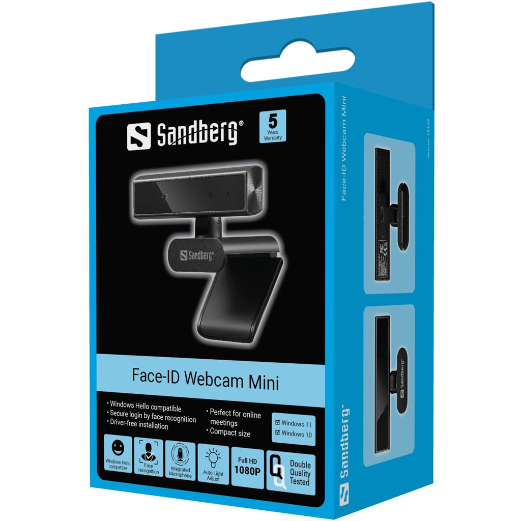 Sandberg Face-ID Webcam Webkamera Black