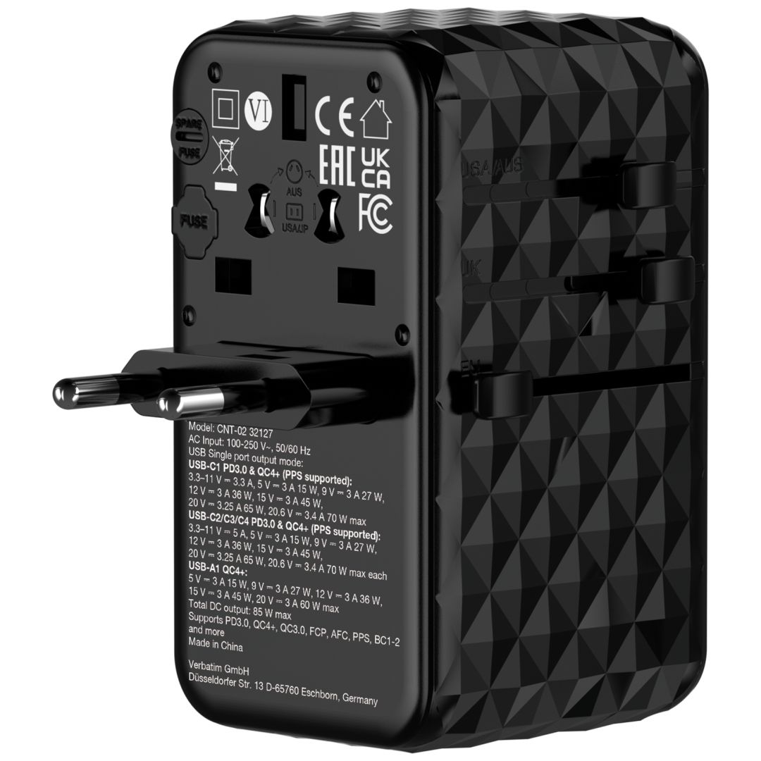 Verbatim Charge ''n'' Travel GaN III Universal Travel Adapter 85W