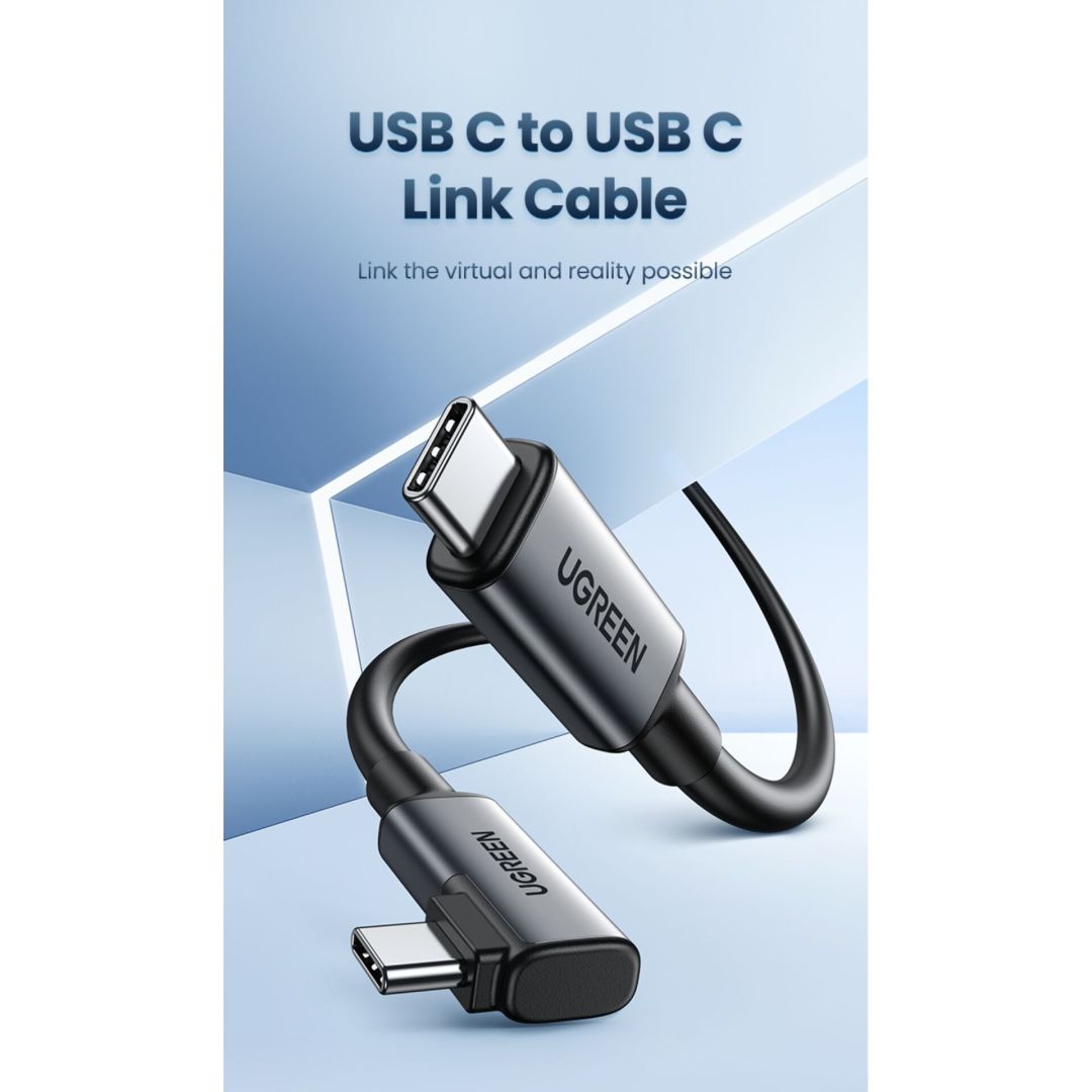 UGREEN Right Angle USB-C to USB-C Link Cable 5m Black