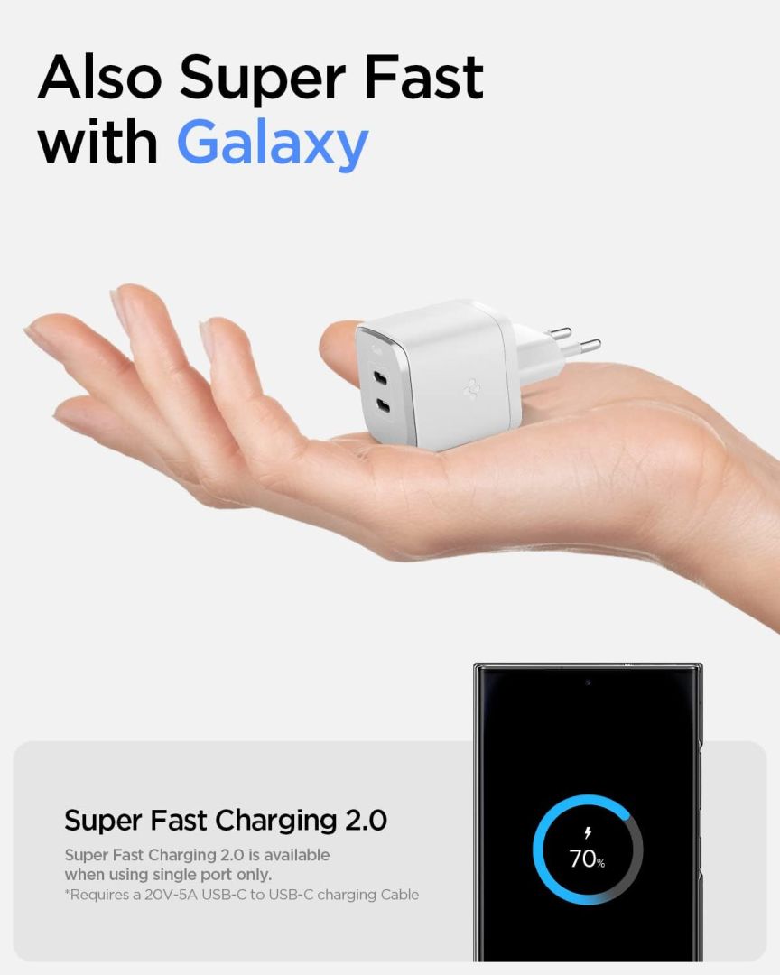 Spigen ArcStation Pro GaN/2-Port/USB-C PD3.0 45W/USB-C PD3.0 45W/Total 45W Black