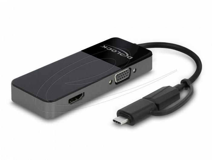 DeLock USB 3.2 Gen 1 Adapter to 4K HDMI + VGA with Splitter function