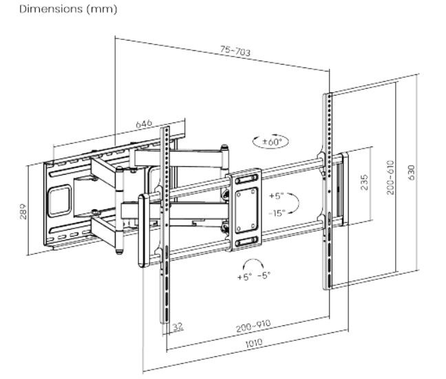 Gembird WM-120ST-01 Full-motion TV wall mount 60"-120"