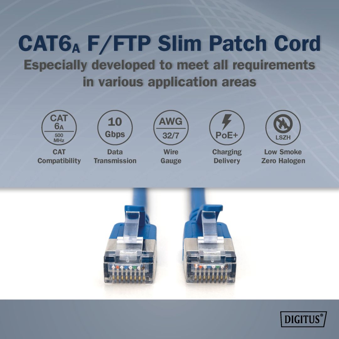 Ubiquiti CAT6A F/FTP Patch Cable 0,5m Blue