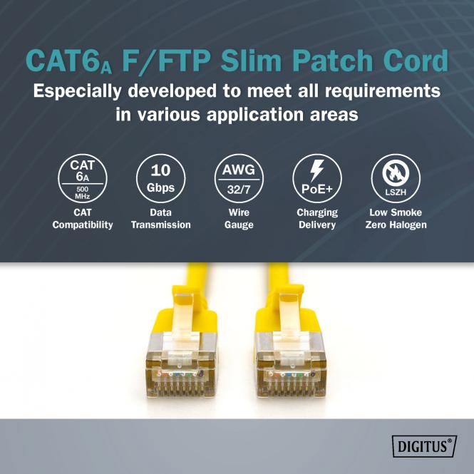 Ubiquiti CAT6A F/FTP Patch Cable 0,5m Yellow