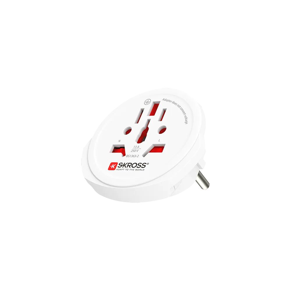SKROSS Európába utazóknak földelt Adapter White