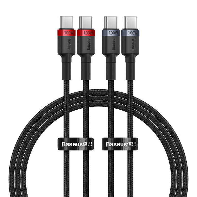 Baseus Cafule USB-C / USB-C adat/töltő kábel 100W 1m Black 2db/csomag