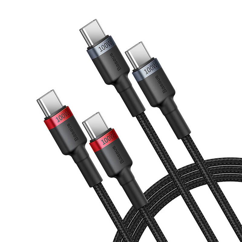 Baseus Cafule USB-C / USB-C adat/töltő kábel 100W 1m Black 2db/csomag