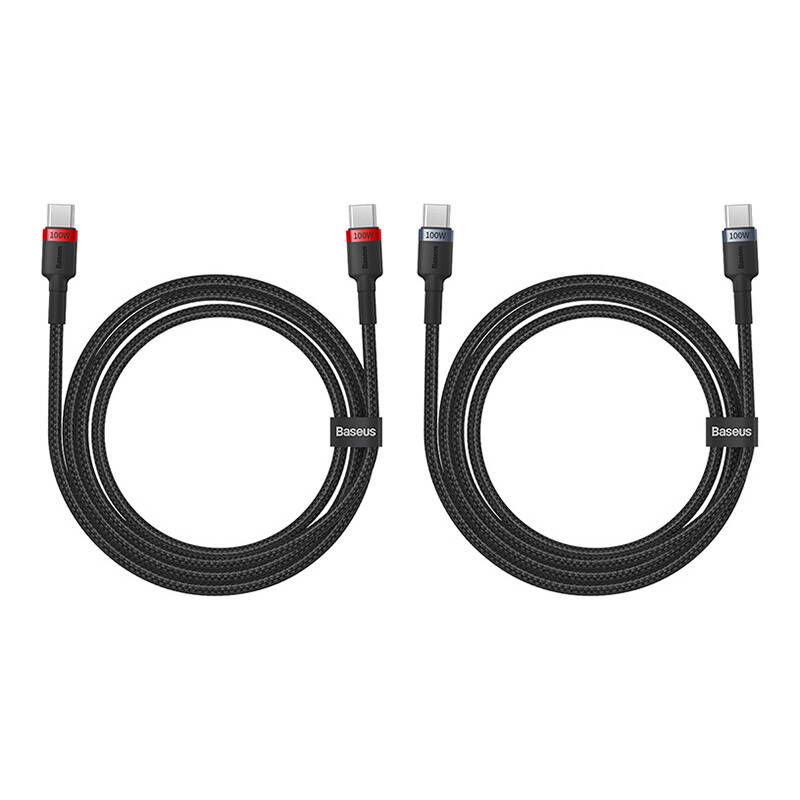 Baseus Cafule USB-C / USB-C adat/töltő kábel 100W 1m Black 2db/csomag