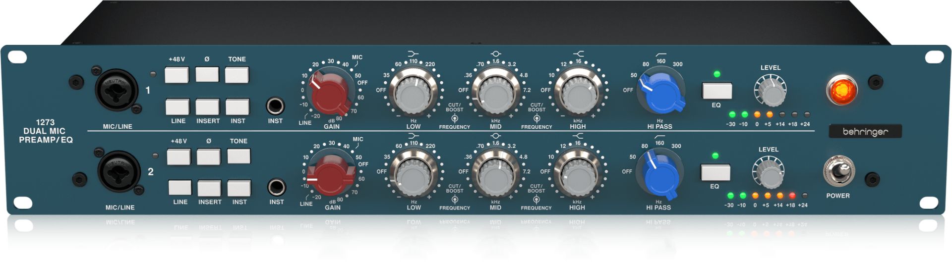 Behringer 2-Channel Microphone Preamplifier with 3-Band Equalizers and Custom-Built Midas Transformers