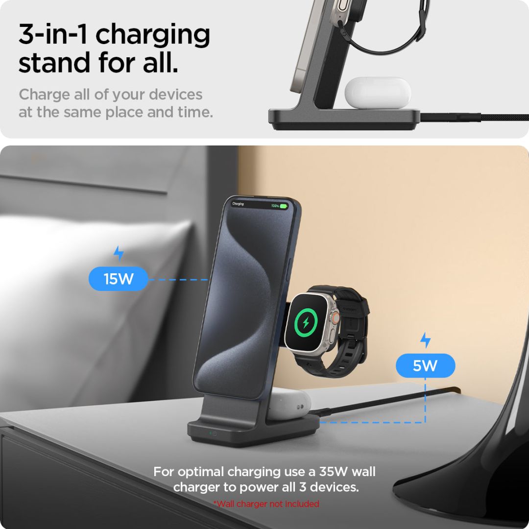Spigen OneTap Pro 3 3-in-1 Wireless Charging Stand