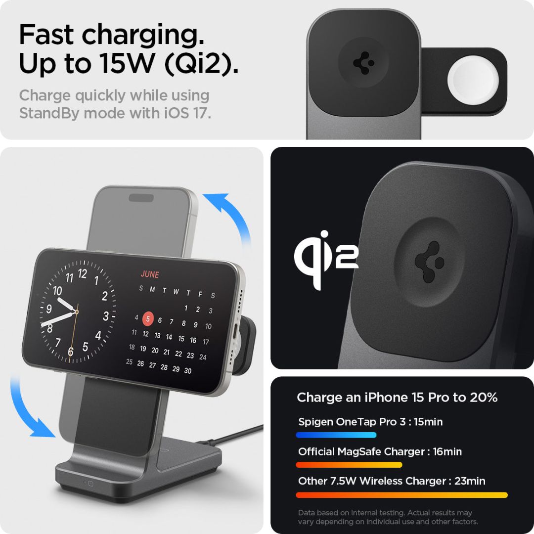 Spigen OneTap Pro 3 3-in-1 Wireless Charging Stand