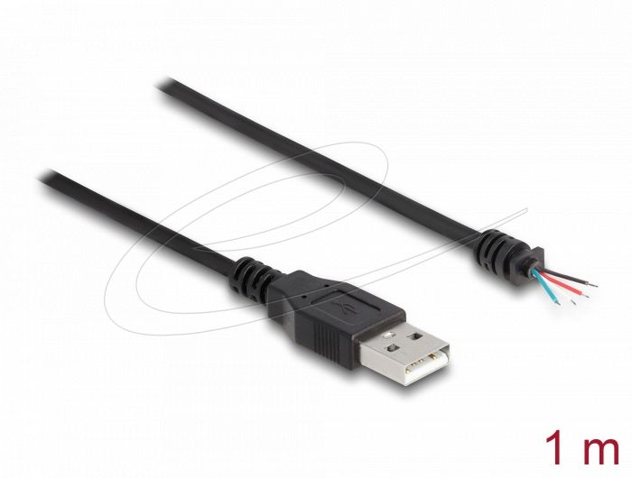 DeLock USB 2.0 Type-A male to 4 x open wires cables 1m black