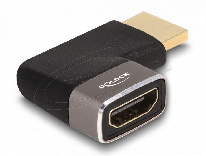 DeLock HDMI Adapter male to female 90° left angled 8K 60Hz metal Grey
