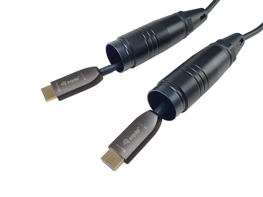 EQuip HDMI 2.1 Active Optic Armored Cable 8K/60Hz 4K/120Hz 48Gbps 25m Black